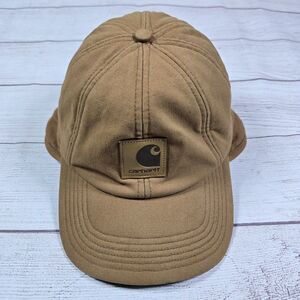 VINTAGE Carhartt Ear Flap Hat Duck Canvas Fleece Lined Hat Size L Made In USA
